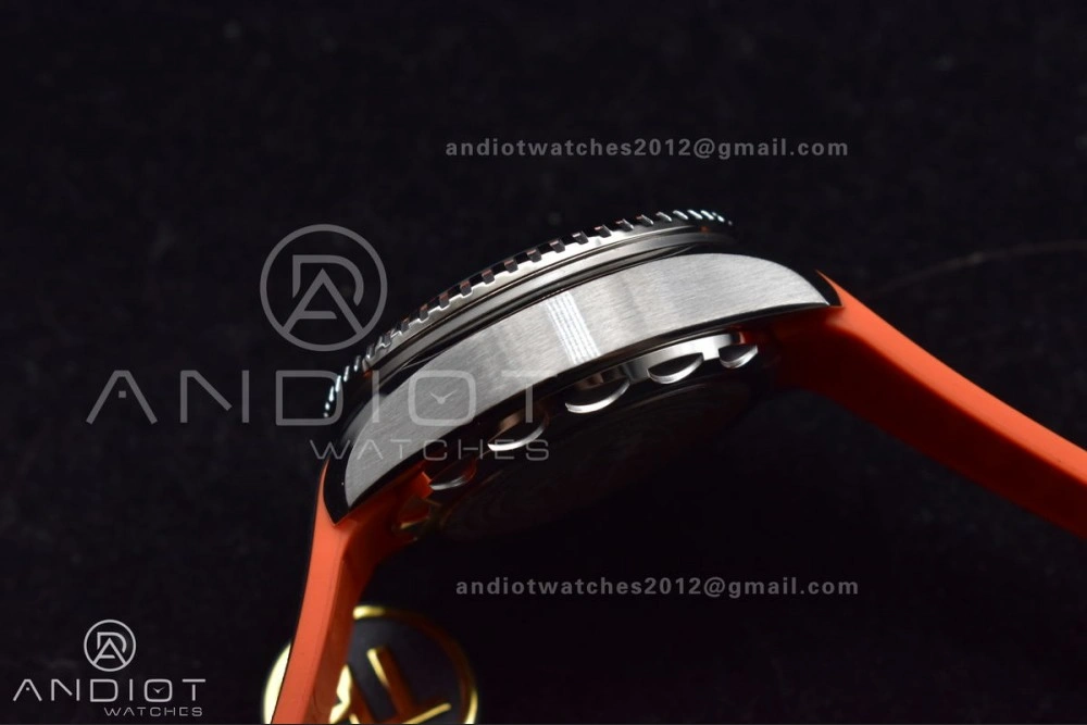 Seamaster 6000M Ultra Deep SS TF 1:1 Best Edition Gray Dial Orange Ceramic Bezel on Black Rubber Strap A2824