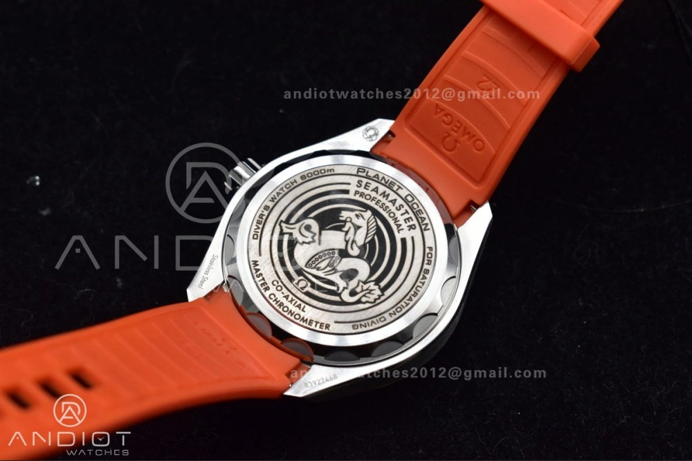 Seamaster 6000M Ultra Deep SS TF 1:1 Best Edition Gray Dial Orange Ceramic Bezel on Black Rubber Strap A2824