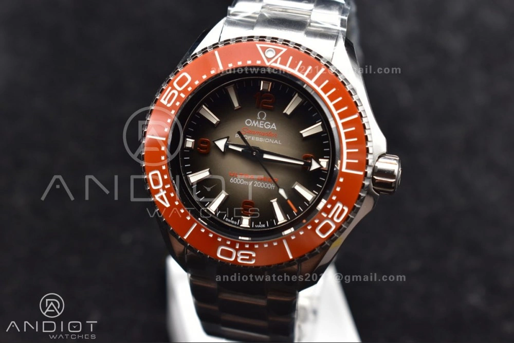 Seamaster 6000M Ultra Deep SS TF 1:1 Best Edition Gray Dial Orange Ceramic Bezel on SS Bracelet A2824