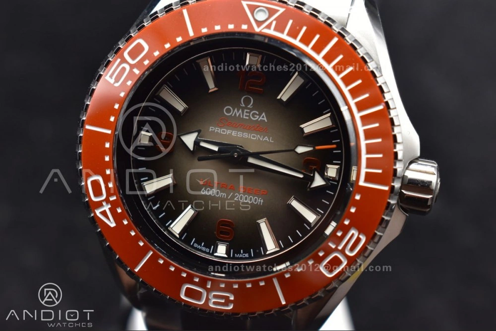 Seamaster 6000M Ultra Deep SS TF 1:1 Best Edition Gray Dial Orange Ceramic Bezel on SS Bracelet A2824