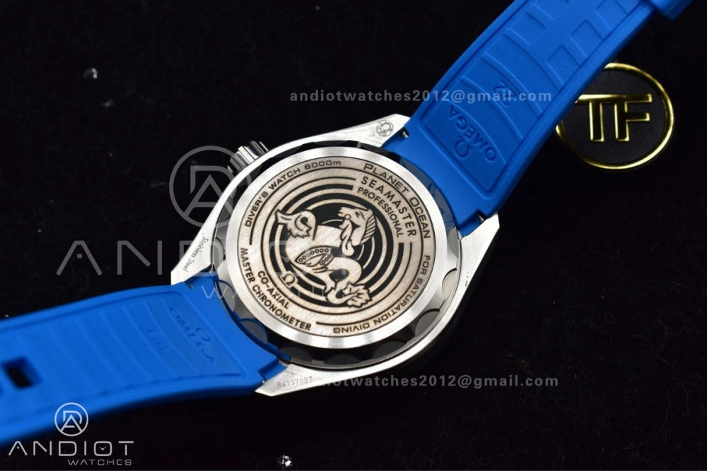 Seamaster 6000M Ultra Deep SS TF 1:1 Best Edition White Dial Blue Ceramic Bezel on Black Rubber Strap A2824