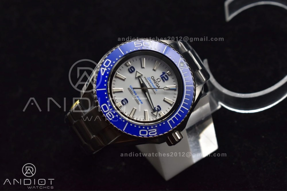 Seamaster 6000M Ultra Deep SS TF 1:1 Best Edition White Dial Blue Ceramic Bezel on SS Bracelet A2824