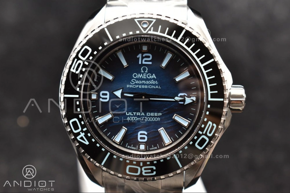 Seamaster 6000M Ultra Deep SS VSF 1:1 Best Edition Summer Blue Dial on SS Bracelet A8912 Super Clone