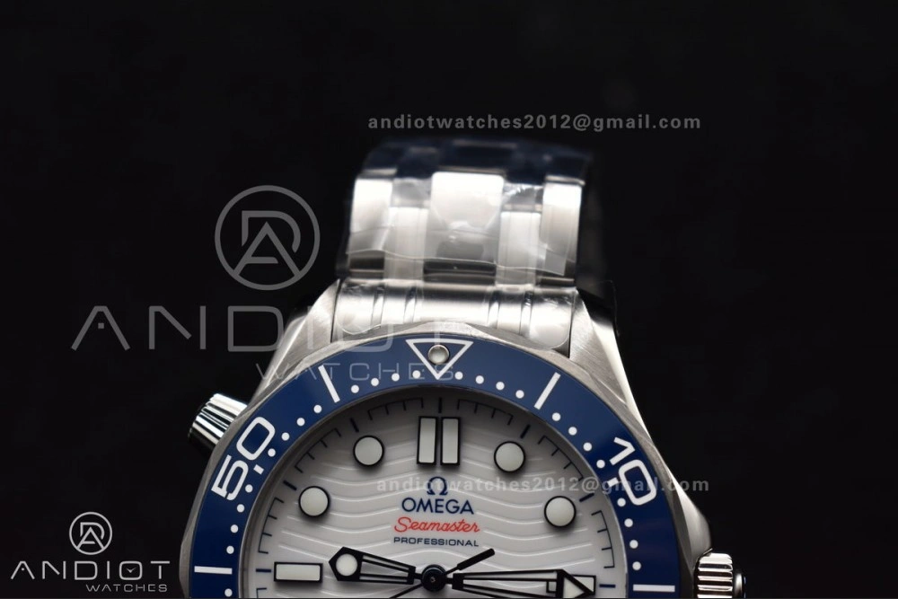 Seamaster Diver 300M SS Blue Ceramic Bezel VSF 1:1 Best Edition White Dial on SS Bracelet A2824