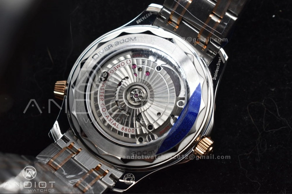 Seamaster Diver 300M SS RG VSF 1:1 Best Edition Black Ceramic Black Dial on SS Bracelet A8800