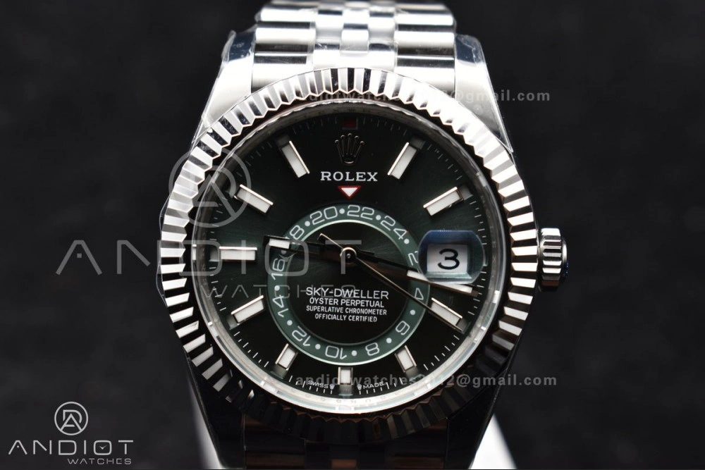 Sky-Dweller 326934 904L SS ZF 1:1 Best Edition Green Dial on SS Jubilee Bracelet A2824