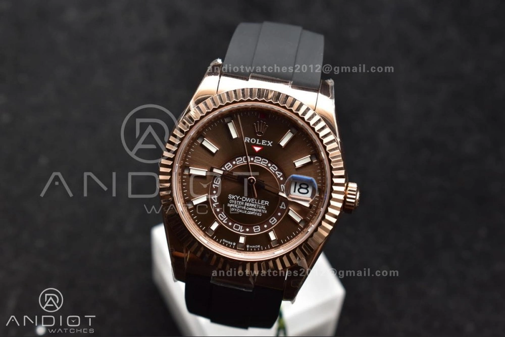 Sky-Dweller 336235 RG ZF 1:1 Best Edition Brown Dial on Oyster-flex Strap A23J (Gain Weight)