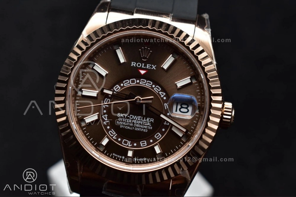 Sky-Dweller 336235 RG ZF 1:1 Best Edition Brown Dial on Oyster-flex Strap A23J (Gain Weight)