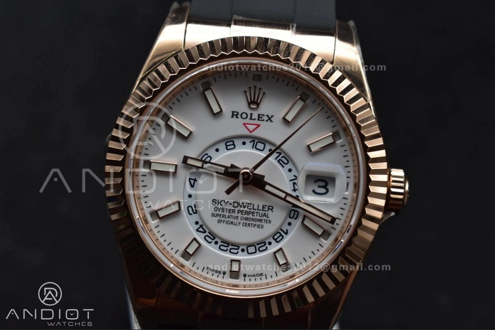 Sky-Dweller 336235 RG ZF 1:1 Best Edition White Dial on Oyster-flex Strap A23J (Gain Weight)