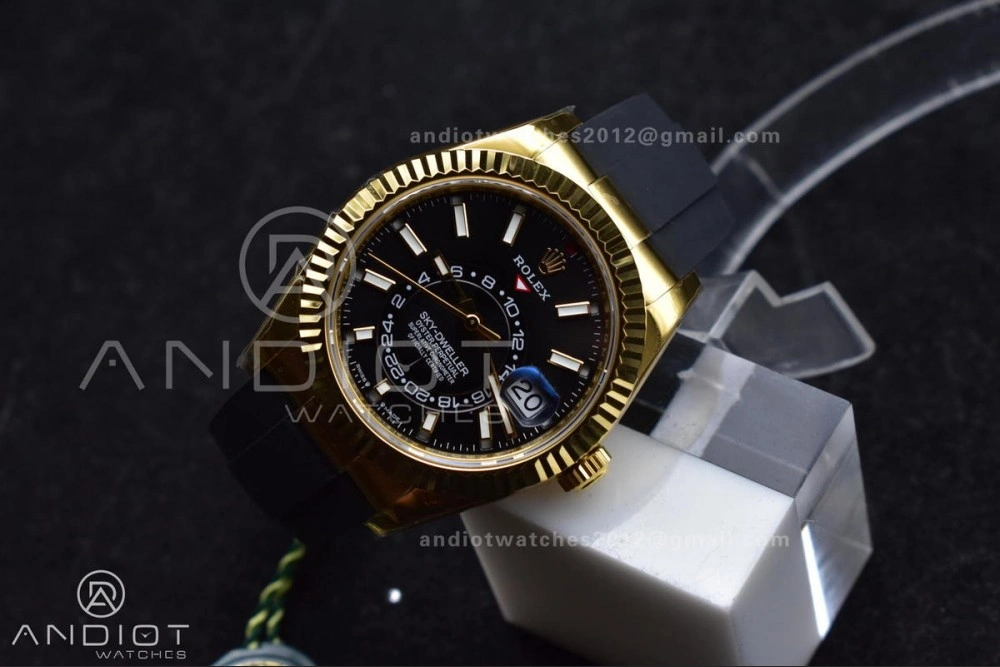 Sky-Dweller 336238 YG ZF 1:1 Best Edition Black Dial on Oysterflex Strap A23J (Gain Weight)