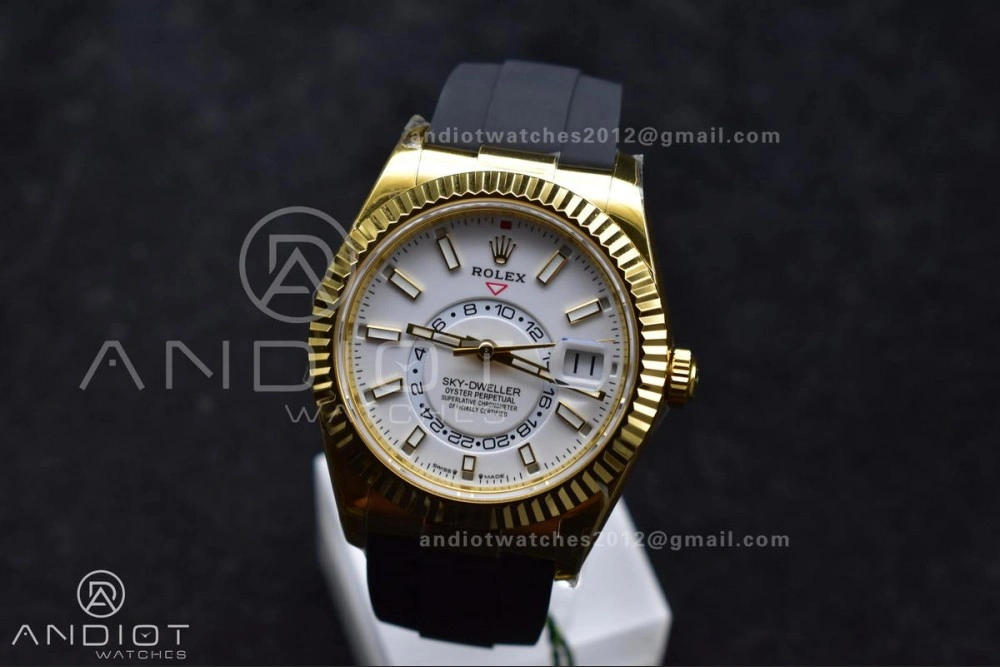 Sky-Dweller 336238 YG ZF 1:1 Best Edition White Dial on Oysterflex Strap A23J (Gain Weight)