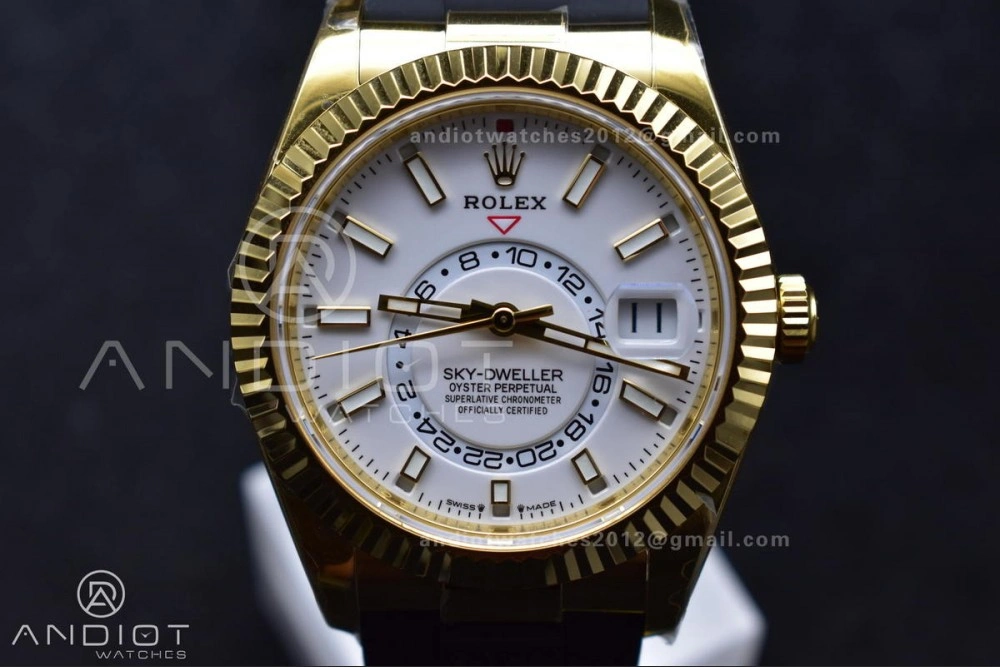 Sky-Dweller 336238 YG ZF 1:1 Best Edition White Dial on Oysterflex Strap A23J (Gain Weight)