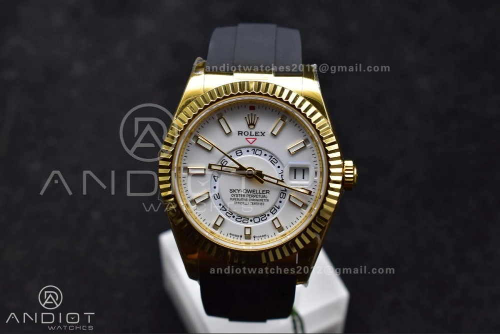 Sky-Dweller 336238 YG ZF 1:1 Best Edition White Dial on Oysterflex Strap A23J (Gain Weight)