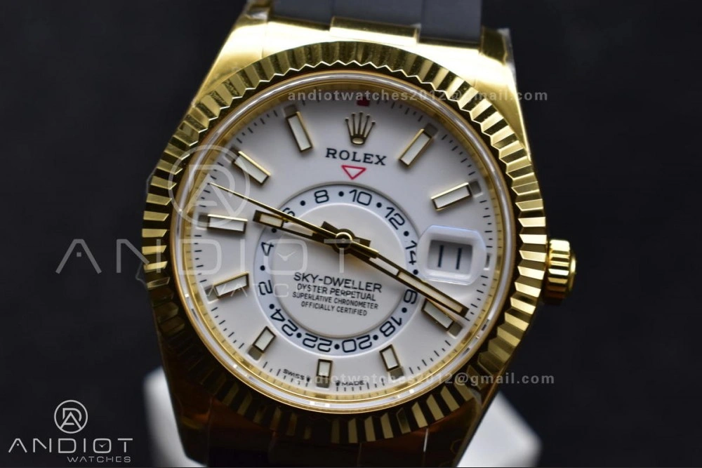 Sky-Dweller 336238 YG ZF 1:1 Best Edition White Dial on Oysterflex Strap A23J (Gain Weight)