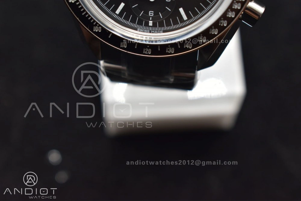 Speedmaster MoonWatch OMF SS Sapphire Crystal Black Dial on SS Bracelet Manual Winding Chrono Movement with Transparent Back