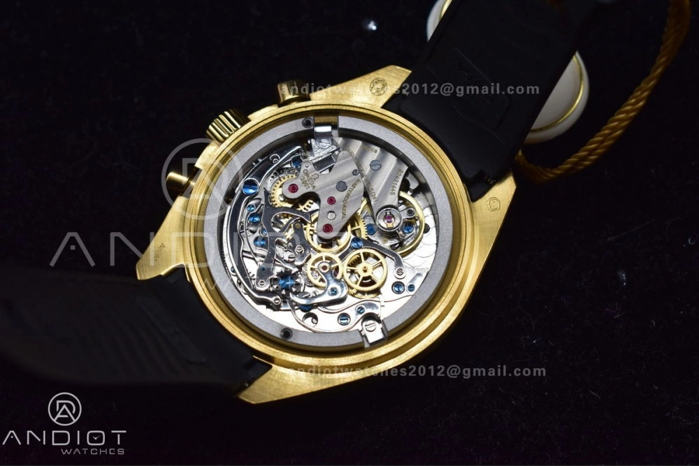 Speedmaster Moonwatch in Moonshine Gold YG RMF Best Edition YG Dial on Black Rubber Strap Manual Chrono