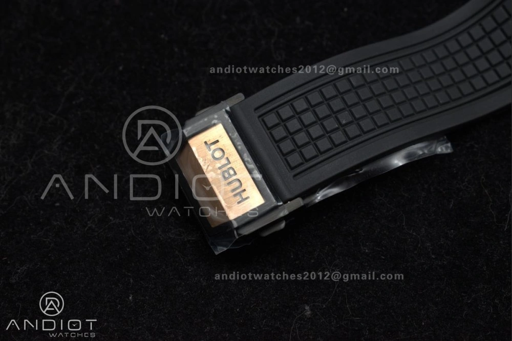 Square Bang Unico 42mm RG BBF 1:1 Best Edition Skeleton Dial Ceramic Bezel on Black Rubber Strap A1280