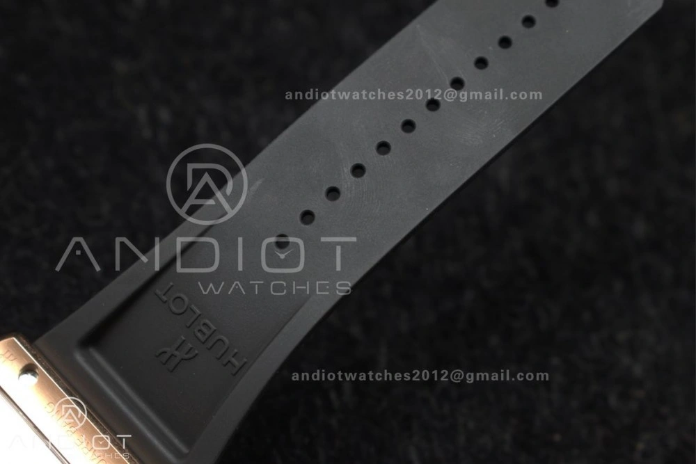 Square Bang Unico 42mm RG BBF 1:1 Best Edition Skeleton Dial Ceramic Bezel on Black Rubber Strap A1280