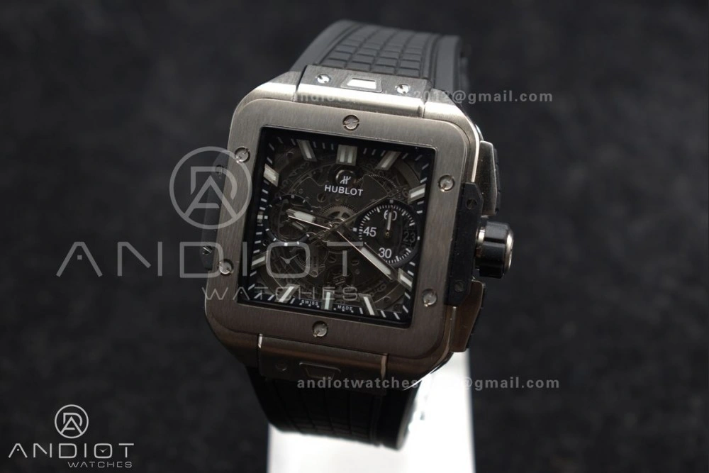 Square Bang Unico 42mm Titanium BBF 1:1 Best Edition Skeleton Dial on Black Rubber Strap A1280