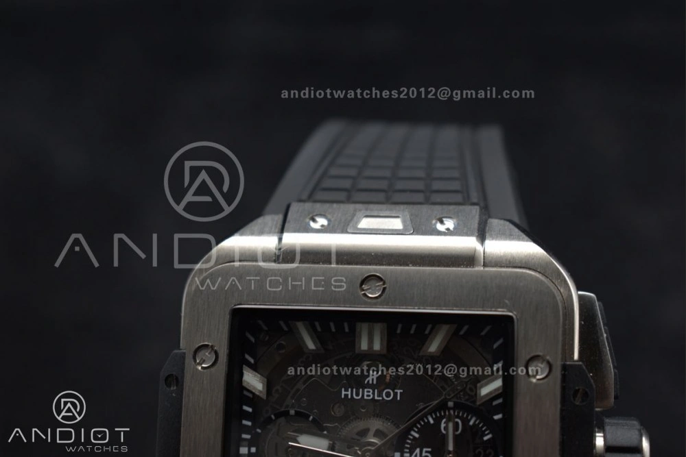 Square Bang Unico 42mm Titanium BBF 1:1 Best Edition Skeleton Dial on Black Rubber Strap A1280
