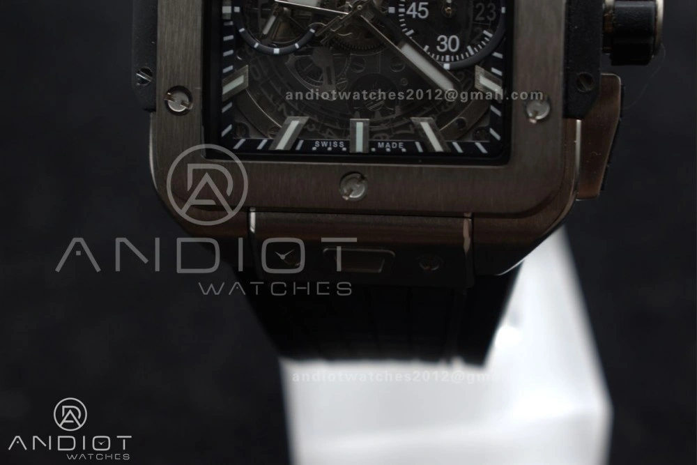 Square Bang Unico 42mm Titanium BBF 1:1 Best Edition Skeleton Dial on Black Rubber Strap A1280