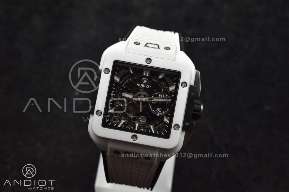 Square Bang Unico White Ceramic BBF 1:1 Best Edition on Rubber Strap A1280