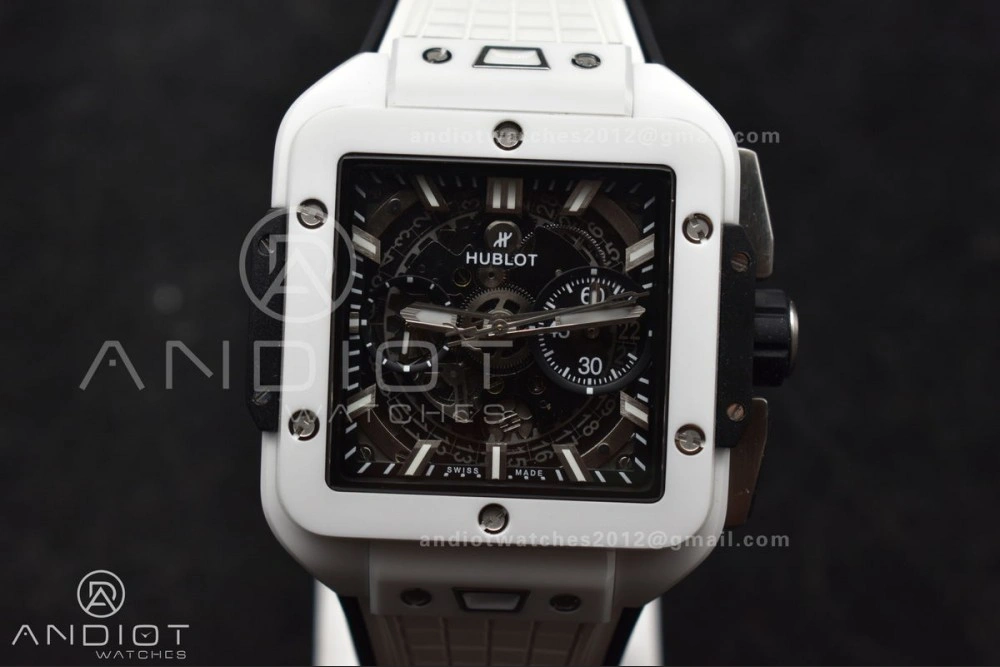 Square Bang Unico White Ceramic BBF 1:1 Best Edition on Rubber Strap A1280