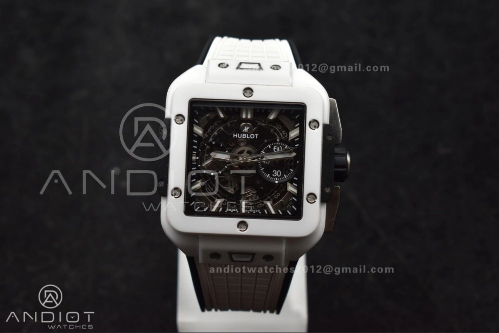 Square Bang Unico White Ceramic BBF 1:1 Best Edition on Rubber Strap A1280