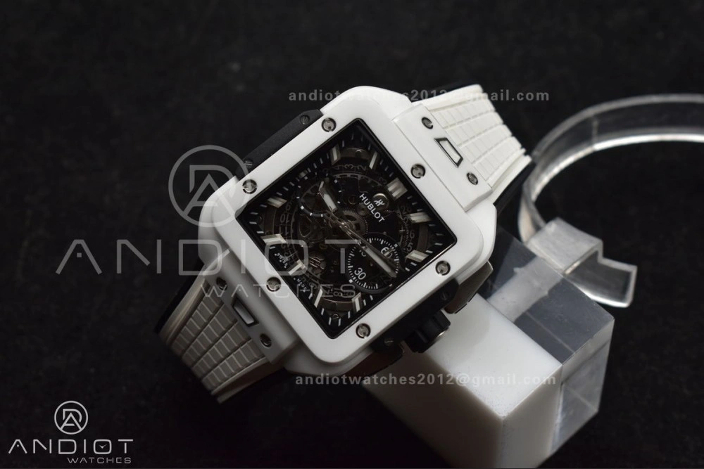 Square Bang Unico White Ceramic BBF 1:1 Best Edition on Rubber Strap A1280