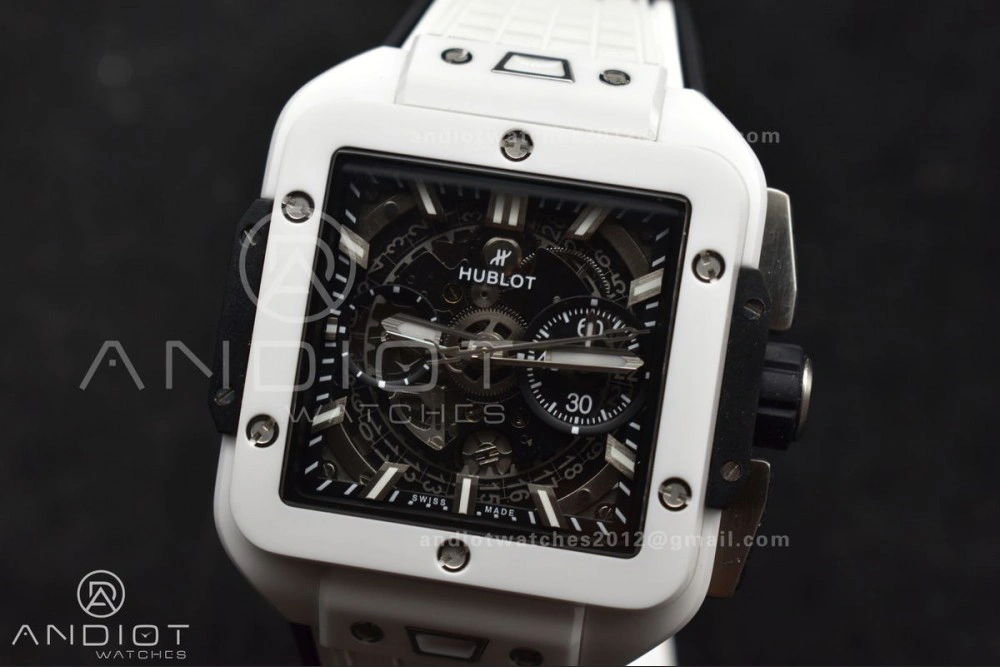 Square Bang Unico White Ceramic BBF 1:1 Best Edition on Rubber Strap A1280