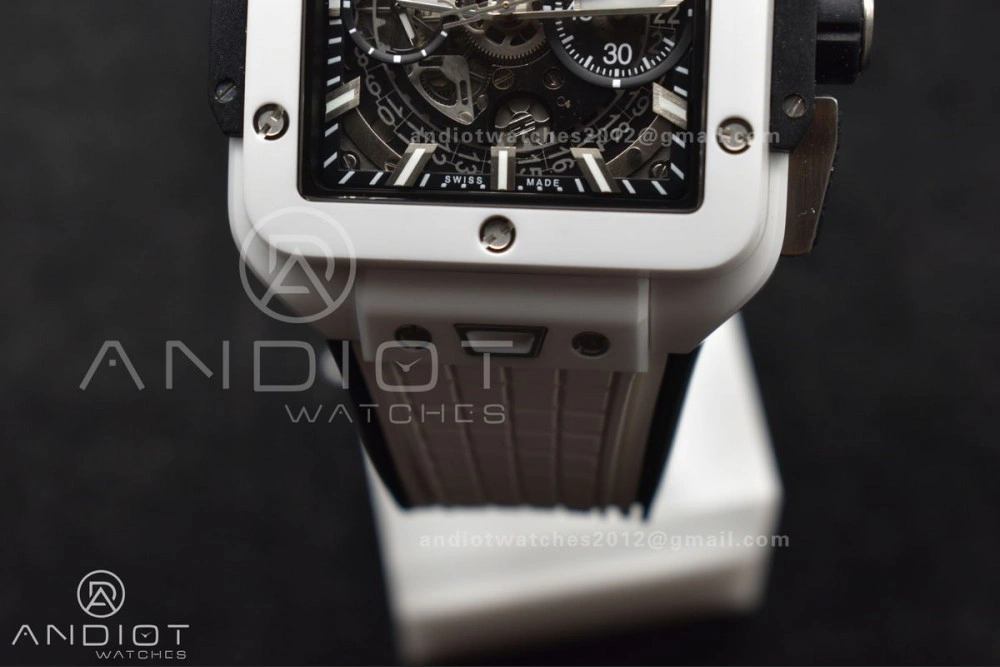 Square Bang Unico White Ceramic BBF 1:1 Best Edition on Rubber Strap A1280