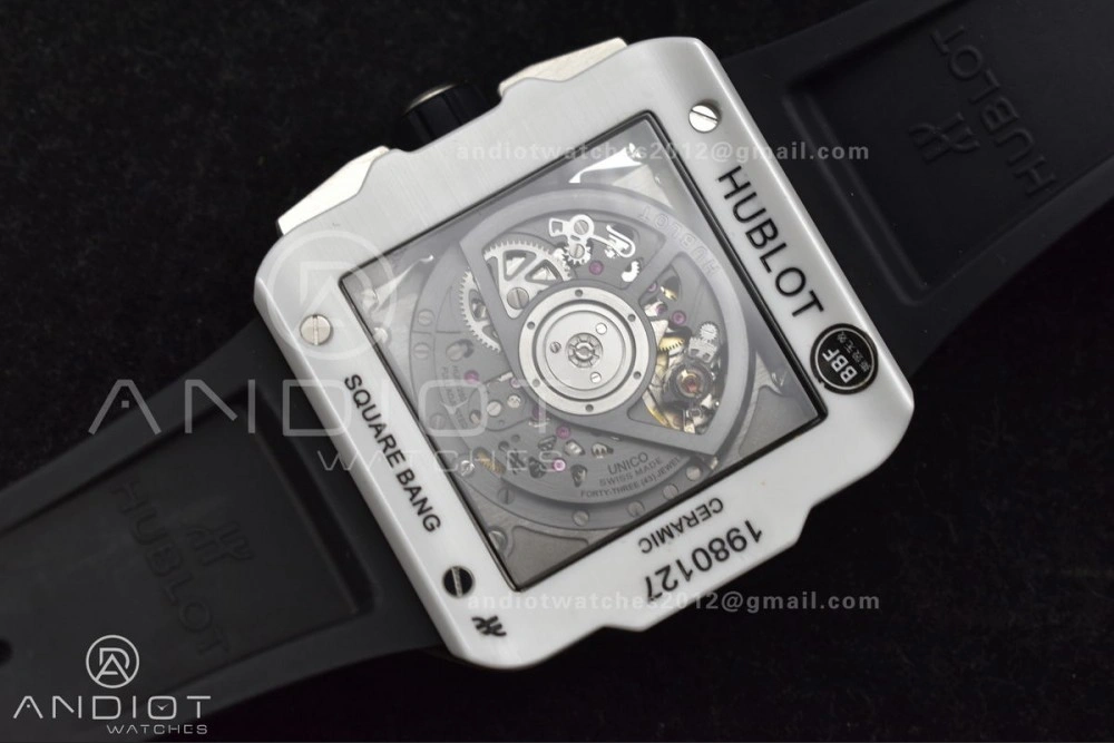 Square Bang Unico White Ceramic BBF 1:1 Best Edition on Rubber Strap A1280