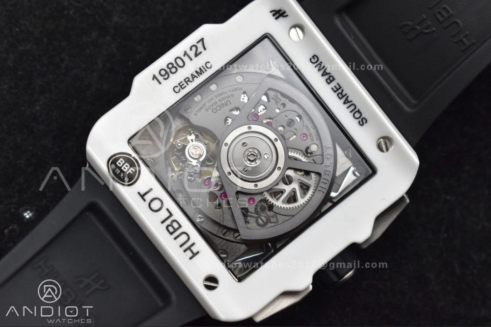 Square Bang Unico White Ceramic BBF 1:1 Best Edition on Rubber Strap A1280
