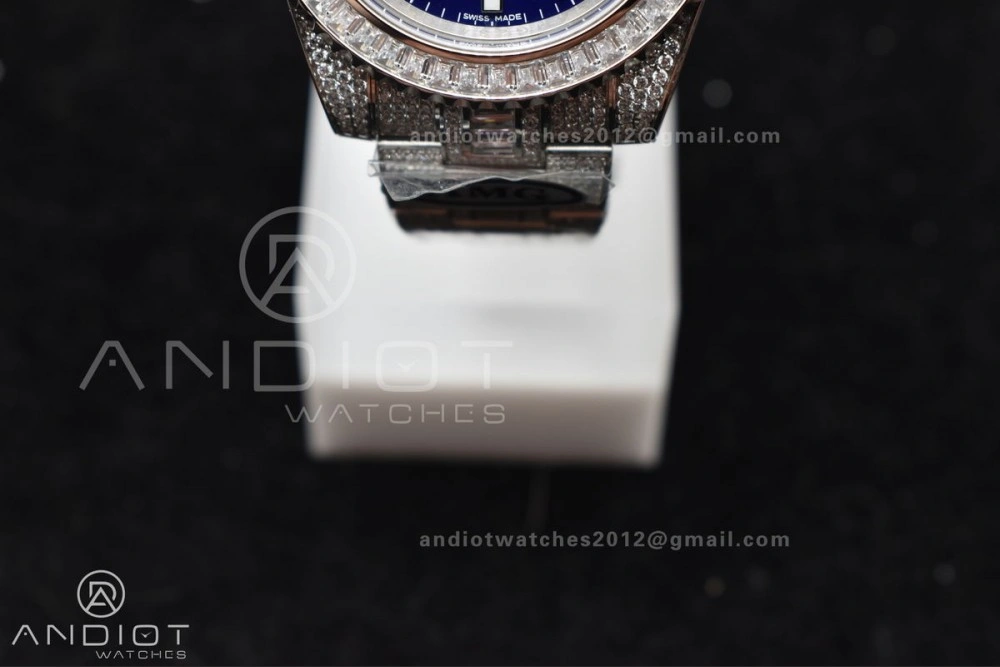 Submariner 40mm Full Diamonds SS AMGF Best Edition Blue Dial On Bracelet On VR3135