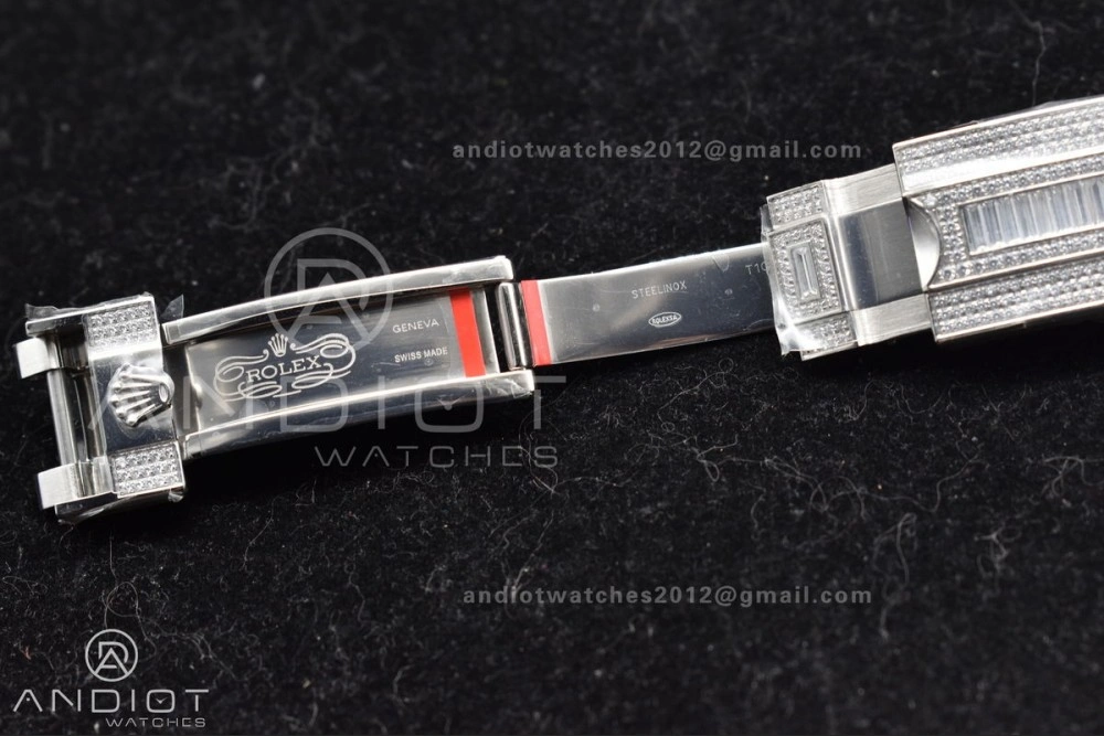 Submariner 40mm Full Diamonds SS AMGF Best Edition Green Dial on Bracelet on VR3135