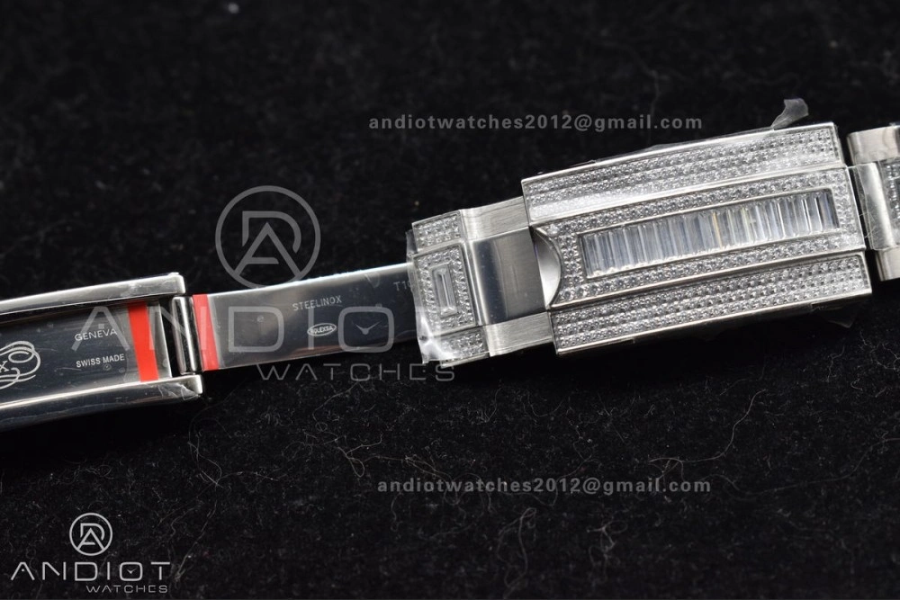 Submariner 40mm Full Diamonds SS AMGF Best Edition Green Dial on Bracelet on VR3135