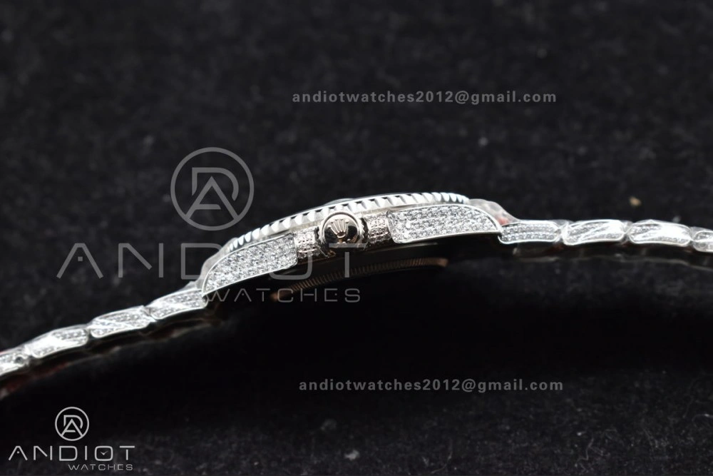 Submariner 40mm Full Diamonds SS AMGF Best Edition Green Dial on Bracelet on VR3135