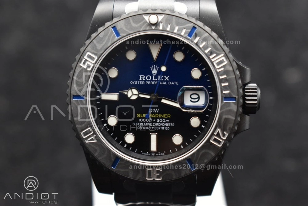 Submariner DIW DLC Sandblasted VSF 1:1 Best Edition Black Blue Dial on DLC Bracelet VS3135