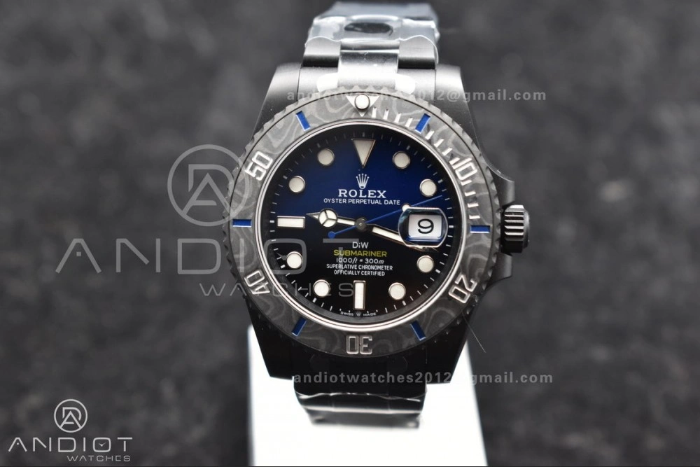 Submariner DIW DLC Sandblasted VSF 1:1 Best Edition Black Blue Dial on DLC Bracelet VS3135