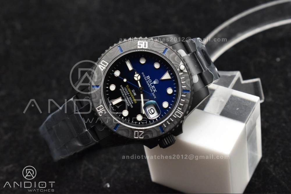 Submariner DIW DLC Sandblasted VSF 1:1 Best Edition Black Blue Dial on DLC Bracelet VS3135