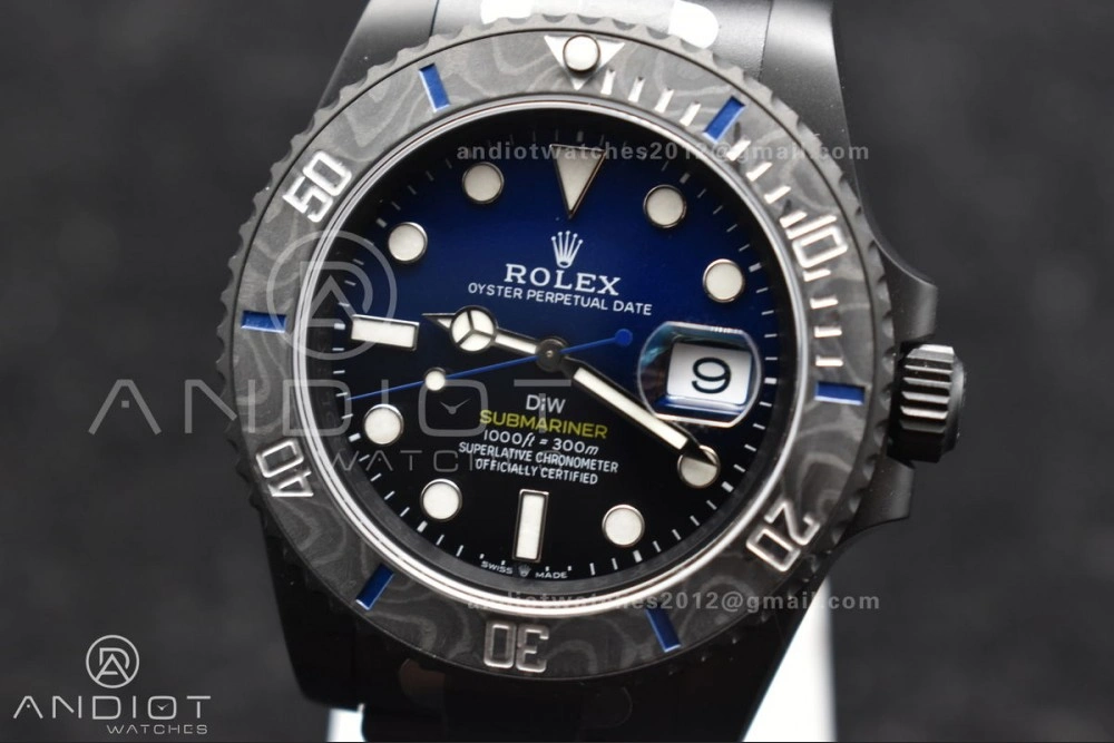 Submariner DIW DLC Sandblasted VSF 1:1 Best Edition Black Blue Dial on DLC Bracelet VS3135