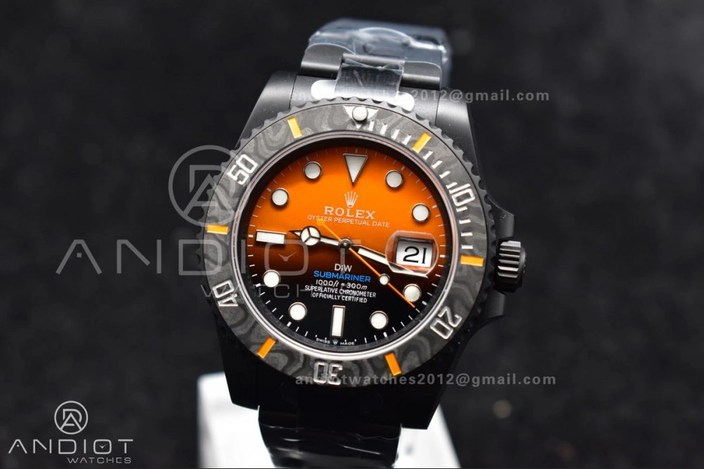 Submariner DIW DLC VSF 1:1 Best Edition Black Orange Dial on DLC Bracelet VS3135