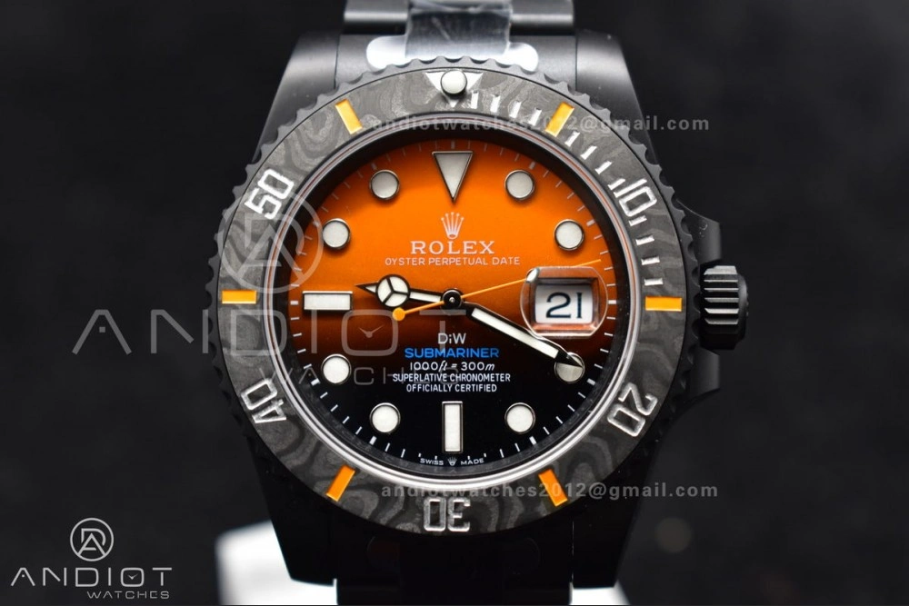Submariner DIW DLC VSF 1:1 Best Edition Black Orange Dial on DLC Bracelet VS3135