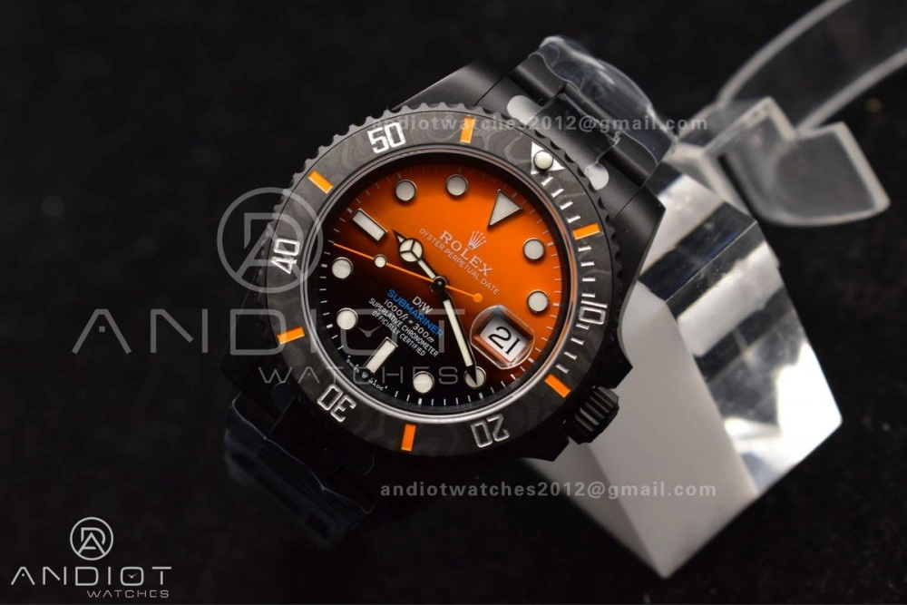 Submariner DIW DLC VSF 1:1 Best Edition Black Orange Dial on DLC Bracelet VS3135