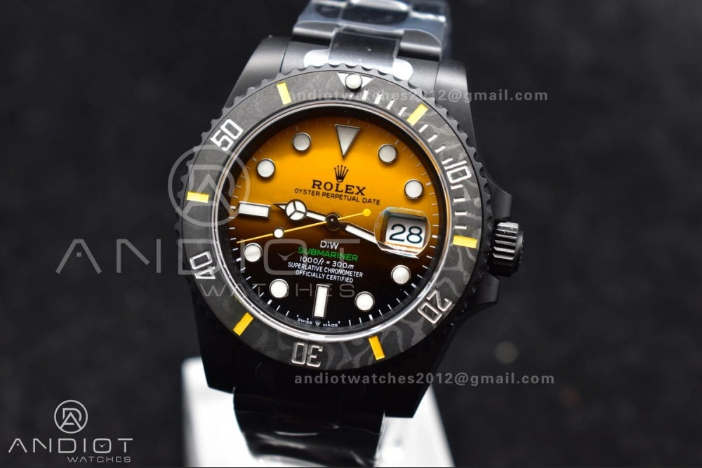 Submariner DIW DLC VSF 1:1 Best Edition Black Yellow Dial on DLC Bracelet VS3135