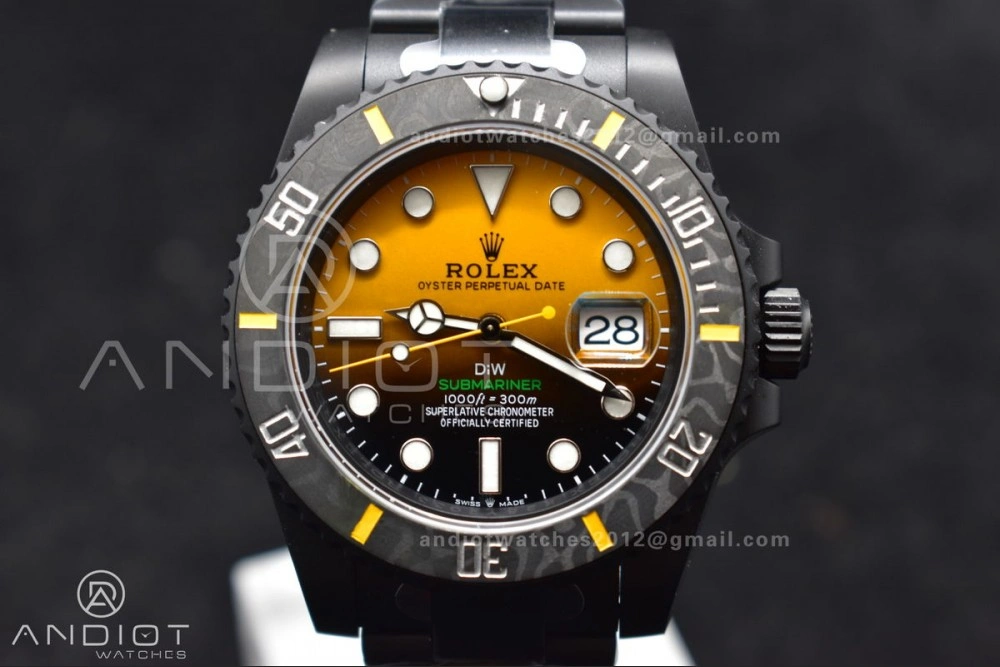 Submariner DIW DLC VSF 1:1 Best Edition Black Yellow Dial on DLC Bracelet VS3135