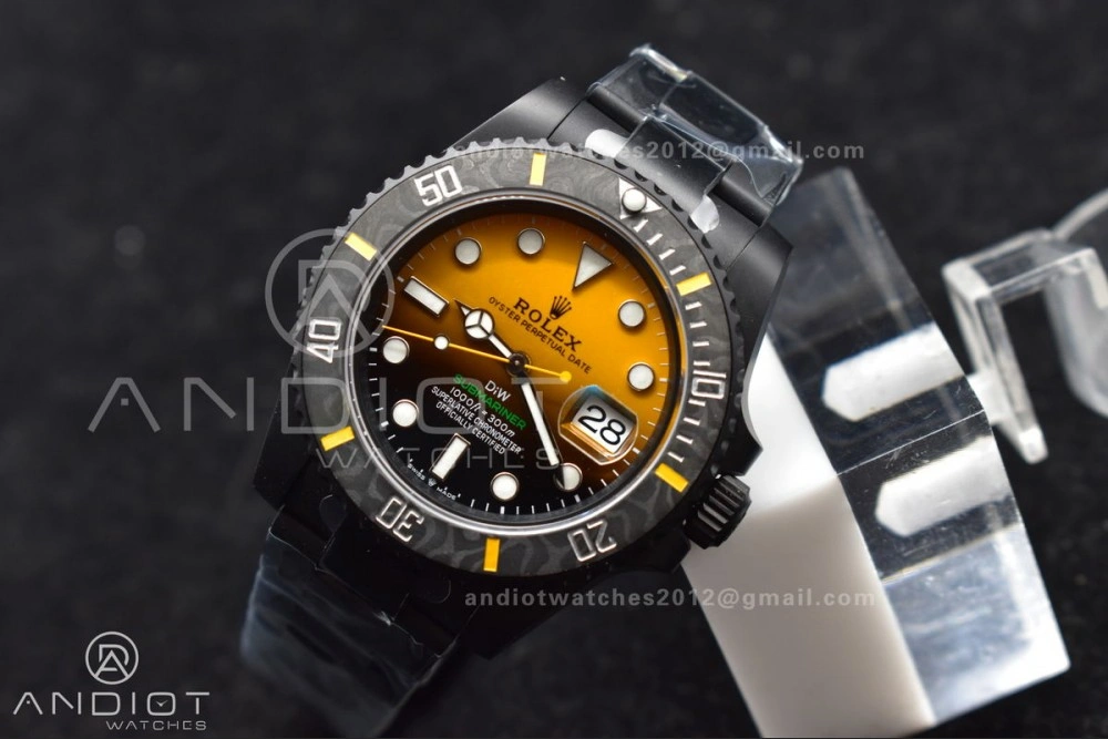Submariner DIW DLC VSF 1:1 Best Edition Black Yellow Dial on DLC Bracelet VS3135