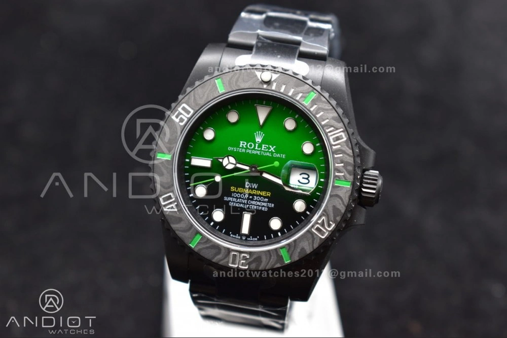 Submariner DIW "Parakeet" DLC VSF 1:1 Best Edition Black Green Dial on DLC Bracelet VS3135