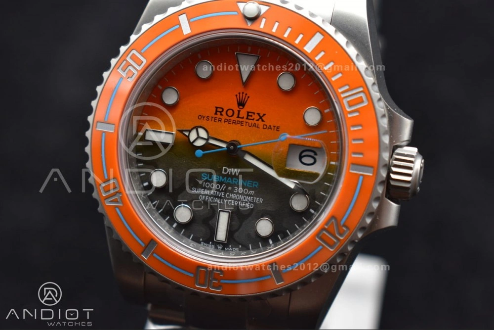 Submariner DIW Sandblasted VSF 1:1 Best Edition Orange Ceramic Bezel Orange Black Dial on SS Bracelet VS3135