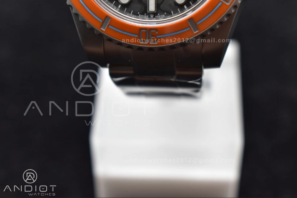 Submariner DIW Sandblasted VSF 1:1 Best Edition Orange Ceramic Bezel Orange Black Dial on SS Bracelet VS3135